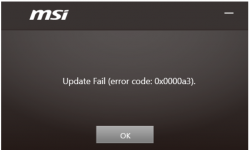 Update failed (error code: 0x0000a3) | MSI Spanish Forum